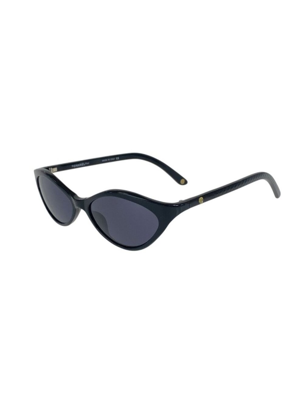 Chanel Vintage CC Logo Black Gold Acetate Sunglasses Eyewear